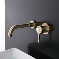 Kelelife Fali Sárgaréz Fürdőszobai Mosdó Csaptelep Brushed Gold 1