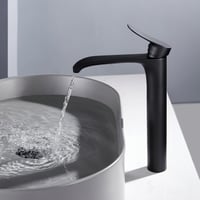 Kelelife Magas Fekete Mosdó Csaptelep Vízesés Medence Mixer Egyleverű Sárgaréz 1