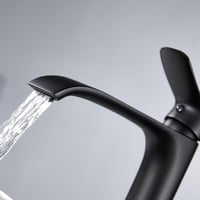 Kelelife Magas Fekete Mosdó Csaptelep Vízesés Medence Mixer Egyleverű Sárgaréz 7
