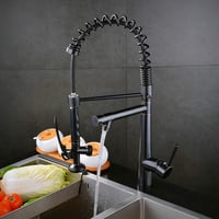 Kelelife Olajozott Bronz Konyhai Csaptelep Lenyújtható Zuhanyfejjel és Forgatható Csatlakozással 2