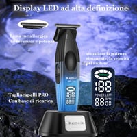 Mașină de tuns barbă fără fir KEMEI 1669 cu afișaj LED, 9000 RPM, lamă în formă de T cu strat DLC și bază de încărcare pentru bărbați 3