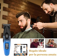 Mașină de tuns barbă fără fir KEMEI 1669 cu afișaj LED, 9000 RPM, lamă în formă de T cu strat DLC și bază de încărcare pentru bărbați 7