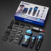 KEMEI Professzionális Hajvágó Készlet Elektromos Szakállvágóval és Fodrász Nyírógéppel 7