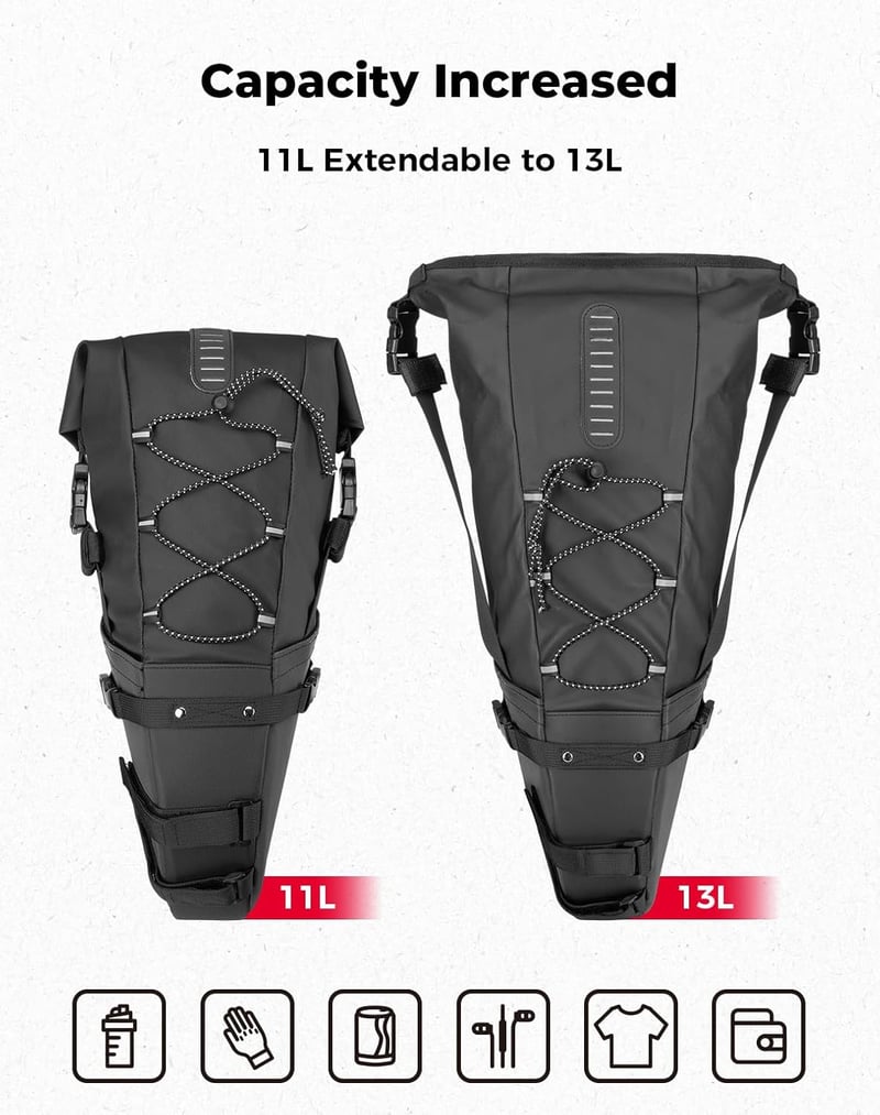 KEMIMOTO 11L vízálló nyeregcsomag kerékpárhoz, MTB és E-bike nyereg táska