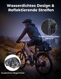 KEMIMOTO 2 v 1 Brašna na nosič, 15 l, vodotesná cyklistická taška na zadný nosič, viac priehradiek, s držadlom na prenášanie a ramenným popruhom 2