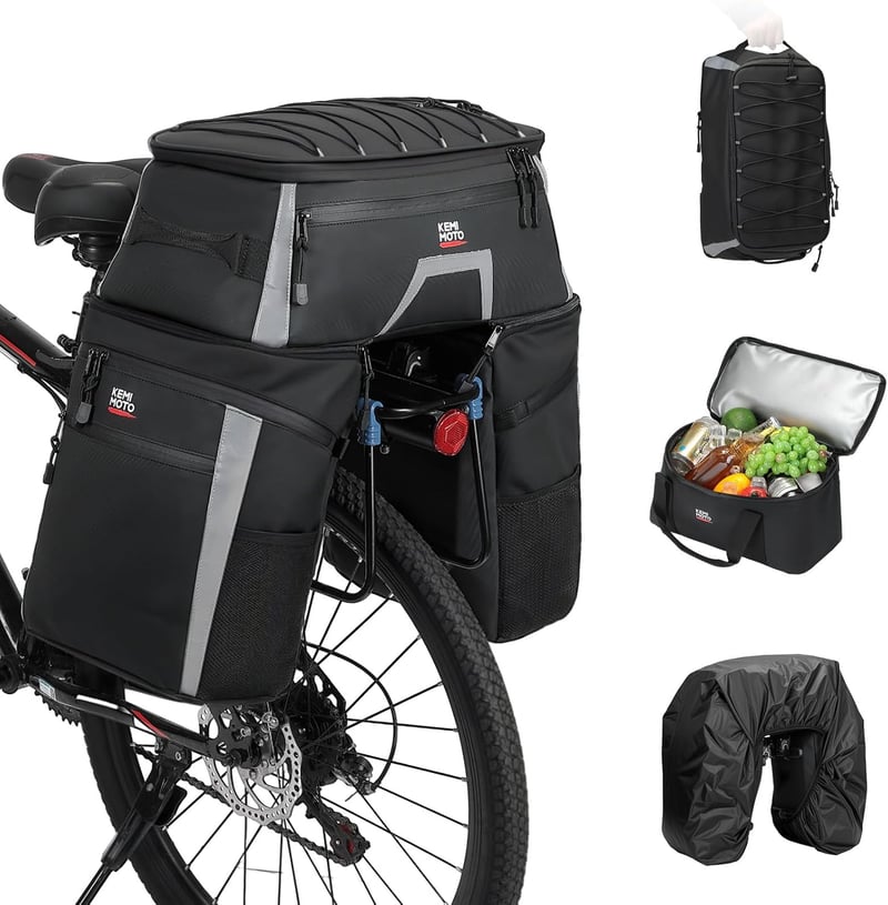 Geantă portbagaj bicicletă KEMIMOTO 4 în 1 cu husă de ploaie - 58 L