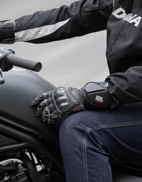 KEMIMOTO Bőr Motoros Kesztyű Karbon Szálas Védelemmel - Érintőképernyős, Csúszásgátló Tenyér, Kevlar Varrás, Férfi/Unisex M-es Méret, Fekete 7