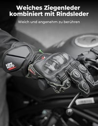 KEMIMOTO Bőr Motoros Kesztyű Karbon Szálas Védelemmel - Érintőképernyős, Csúszásgátló Tenyér, Kevlar Varrás, Férfi/Unisex M-es Méret, Fekete 4