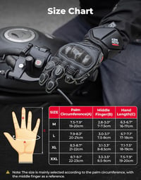 KEMIMOTO Bőr Motoros Kesztyű Karbon Szálas Védelemmel - Érintőképernyős, Csúszásgátló Tenyér, Kevlar Varrás, Férfi/Unisex M-es Méret, Fekete 6