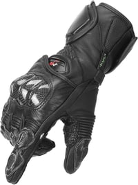 KEMIMOTO Bőr Motoros Kesztyű Karbon Szálas Védelemmel - Érintőképernyős, Csúszásgátló Tenyér, Kevlar Varrás, Férfi/Unisex M-es Méret, Fekete 1