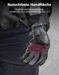 KEMIMOTO Bőr Motoros Kesztyű Karbon Szálas Védelemmel - Érintőképernyős, Csúszásgátló Tenyér, Kevlar Varrás, Férfi/Unisex M-es Méret, Fekete 5