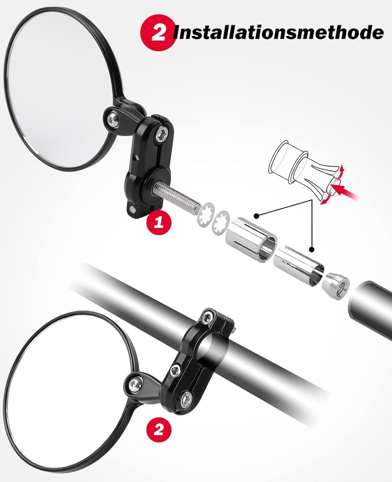 KEMIMOTO CNC Motorkerékpár Tükör 360° Forgatható E24 Tanúsított 22mm Kormányvég Univerzális Robogó ATV MT07 MT09 Z750 Cb125R Z900 Kompatibil