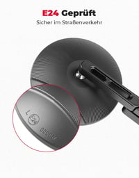 KEMIMOTO CNC Oglinzi Motocicletă cu Certificare E24 - Set Oglinzi Rotunde 360° pentru Capătul Ghidonului (2 buc) - Compatibilitate Universală Moto 2