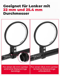 KEMIMOTO CNC Oglinzi Motocicletă cu Certificare E24 - Set Oglinzi Rotunde 360° pentru Capătul Ghidonului (2 buc) - Compatibilitate Universală Moto 5