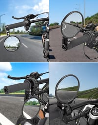KEMIMOTO CNC Oglinzi Motocicletă cu Certificare E24 - Set Oglinzi Rotunde 360° pentru Capătul Ghidonului (2 buc) - Compatibilitate Universală Moto 6