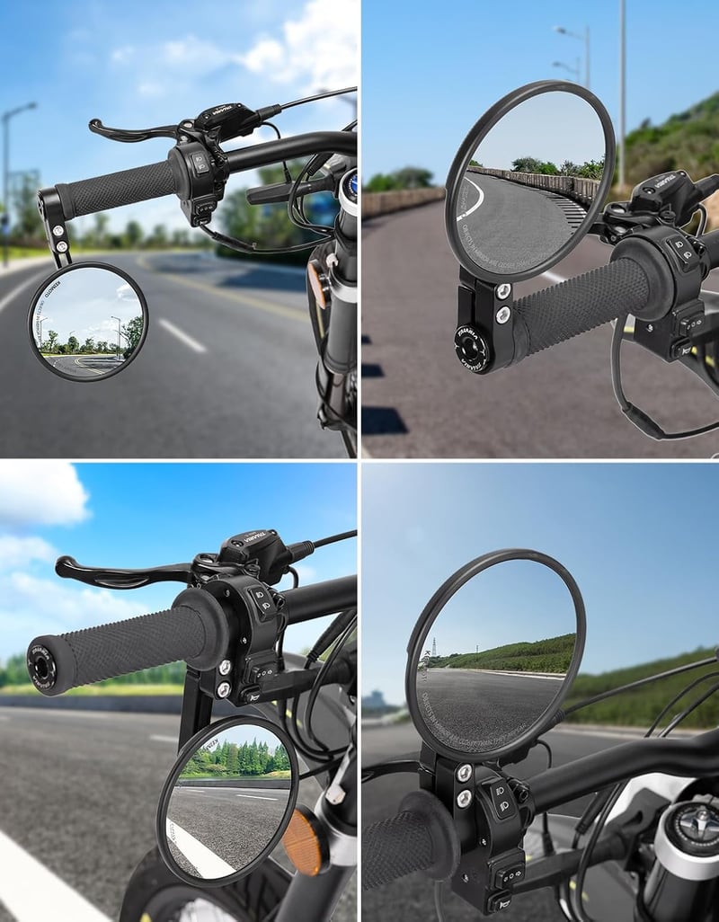 KEMIMOTO CNC Oglinzi Motocicletă cu Certificare E24 - Set Oglinzi Rotunde 360° pentru Capătul Ghidonului (2 buc) - Compatibilitate Universală Moto