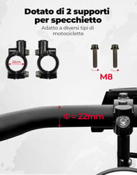 KEMIMOTO E24 Tanúsított Motoros Tükör Szett - 2db Univerzális Kormányvég Tükör Tartókkal, Karcálló Kerek Visszapillantó Robogókhoz, ATV-hez, 6