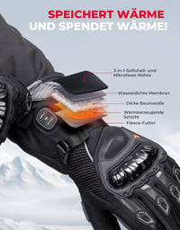 KEMIMOTO fűthető motoros kesztyű, érintőképernyő kompatibilis, szénszálas héjjal M-es 4