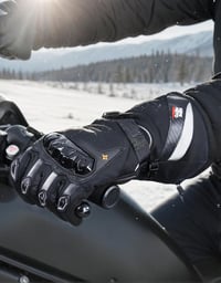 KEMIMOTO fűthető motoros kesztyű, érintőképernyő kompatibilis, szénszálas héjjal M-es 6