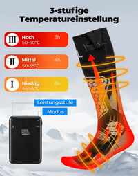 KEMIMOTO Fűthető Zokni Férfiaknak és Nőknek - Teljes Talp és Lábujj Fűtéssel, Applikációval Vezérelhető, Gyapjú Anyagú, Mosható, Síeléshez,  5