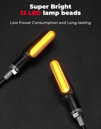 LED smerové svetlá na motorku KEMIMOTO 12V, M8, E24, IP67 - čierne - 2 ks 1