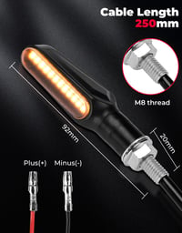LED smerové svetlá na motorku KEMIMOTO 12V, M8, E24, IP67 - čierne - 2 ks 4