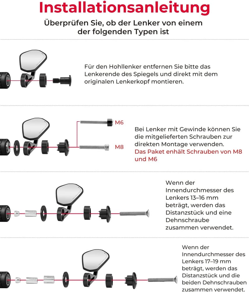 KEMIMOTO Motorkerékpár Kormányvég Tükör 2db 360° Forgó Oldaltükör 22mm - rhombus