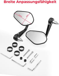 KEMIMOTO Motorkerékpár Kormányvég Tükör 2db 360° Forgó Oldaltükör 22mm - rhombus 3