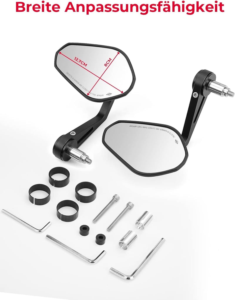 KEMIMOTO Motorkerékpár Kormányvég Tükör 2db 360° Forgó Oldaltükör 22mm - rhombus