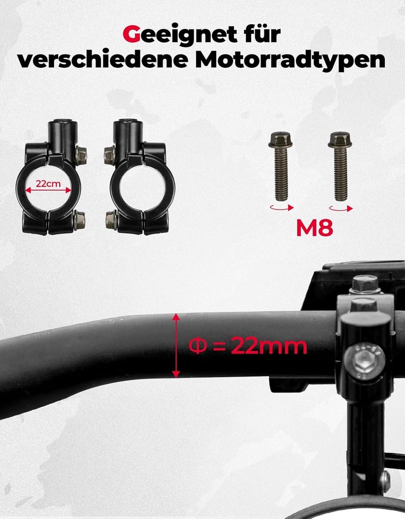 KEMIMOTO Motorkerékpár Tükör Szett 2db Kerek Kormánytükör ATV Robogó Kompatibilis