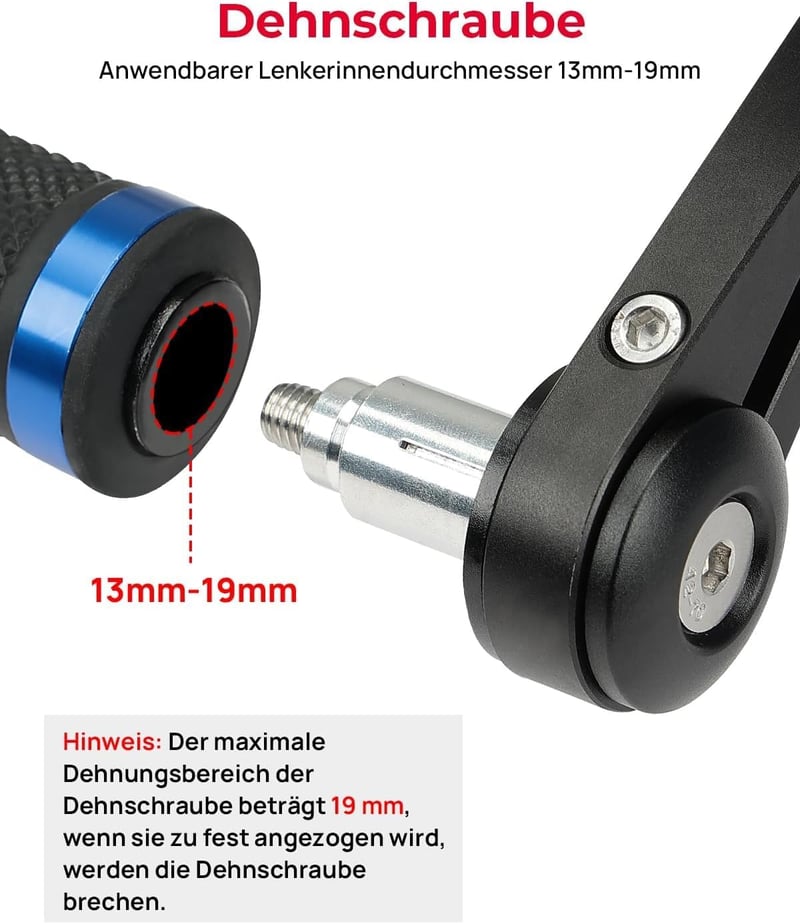 KEMIMOTO Univerzális Visszapillantó Tükör Motorkerékpárhoz, 2db E-Jóváhagyott, 360° Forgatható, 7/8" (22mm) Kormányvég Tükör Robogókhoz Komp