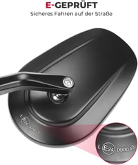 KEMIMOTO Univerzális Visszapillantó Tükör Motorkerékpárhoz, 2db E-Jóváhagyott, 360° Forgatható, 7/8" (22mm) Kormányvég Tükör Robogókhoz Komp 3
