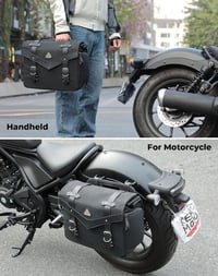 KEMIMOTO Vízálló Motoros Oldaltáska 15L - Olajviaszos Vászon Bőr Nyeregtáska Softail Dyna Sportster Cruiser Motorokhoz, Univerzális, Fekete 5