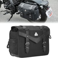 KEMIMOTO Vízálló Motoros Oldaltáska 15L - Olajviaszos Vászon Bőr Nyeregtáska Softail Dyna Sportster Cruiser Motorokhoz, Univerzális, Fekete 1
