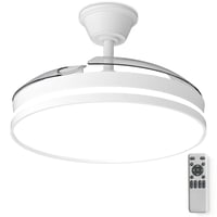 Stropný ventilátor Kemoribe so svetlom a diaľkovým ovládaním 106 cm, LED, stmievateľný, 6 rýchlostí, tichý DC motor, biely 1
