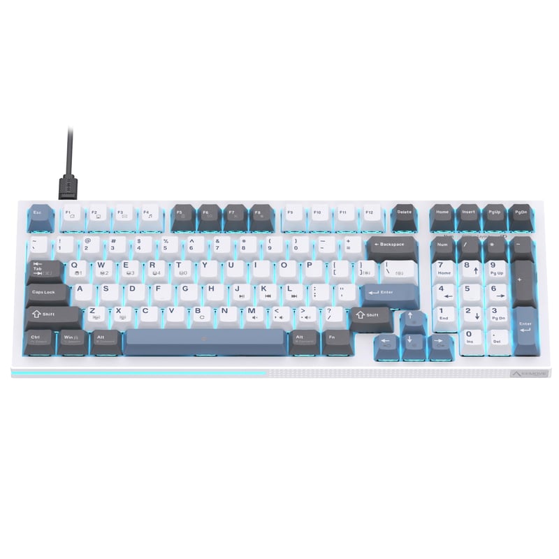 Tastatură mecanică de gaming KEMOVE K98SE LED, 98 taste, switch-uri albastre