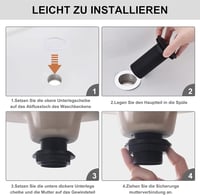 KENES Univerzális Pop-Up Lefolyó Sifon Mosdóhoz, Matt Fekete Túlfolyás Szeleppel 7