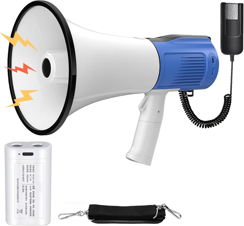 Kensbro 120W Megafon Sírénával, Mikrofonnal és Bluetooth Funkcióval, 2000M Hatótáv