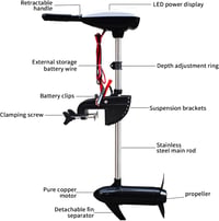 Kensbro 12V elektromos csónakmotor 28 lbs tolóerővel, 5 előre és 3 hátra fokozat 3