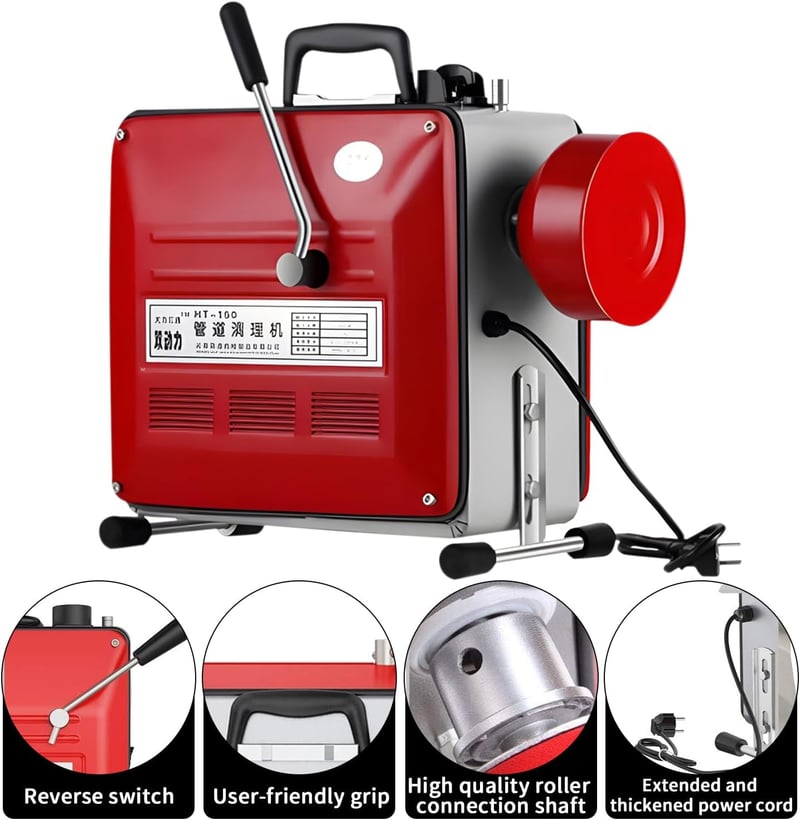 Kensbro 370W elektromos csatornatakarító gép 6 vágófejjel 40-110mm csövekhez