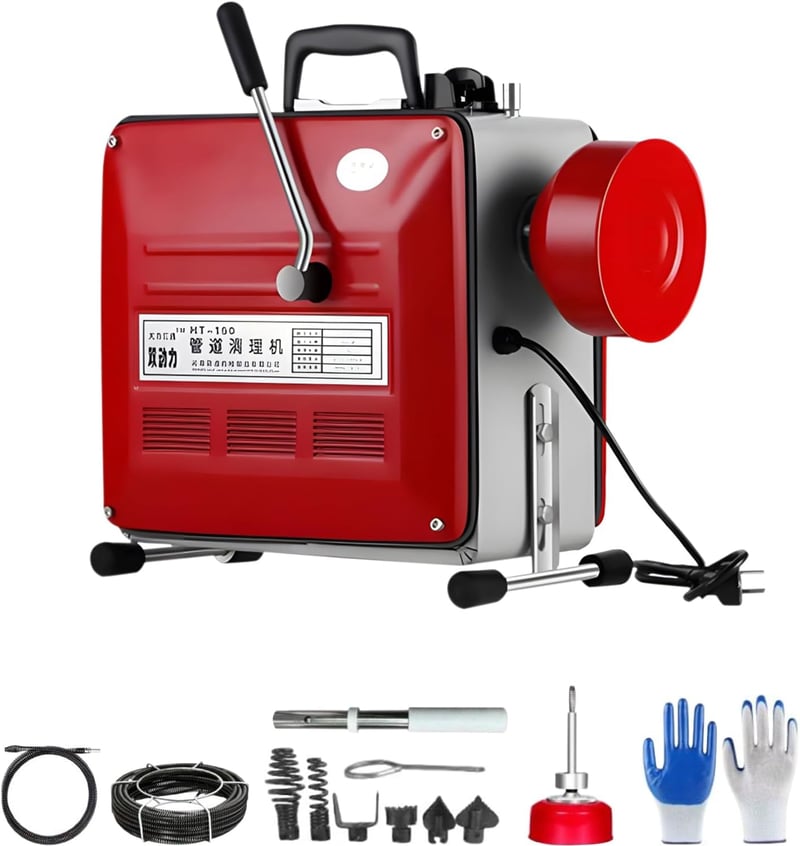 Kensbro 370W elektromos csatornatakarító gép 6 vágófejjel 40-110mm csövekhez