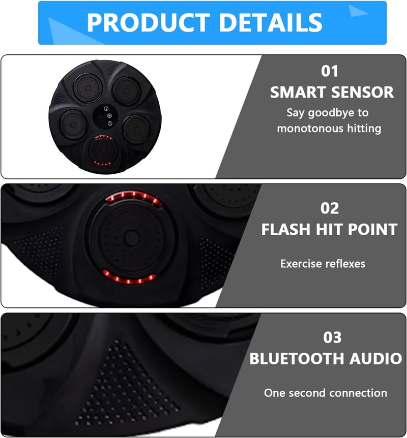 Kensbro Bluetooth Boxzák LED Kijelzővel, USB Töltős Ütésregisztráló Gép Gyerekeknek és Felnőtteknek