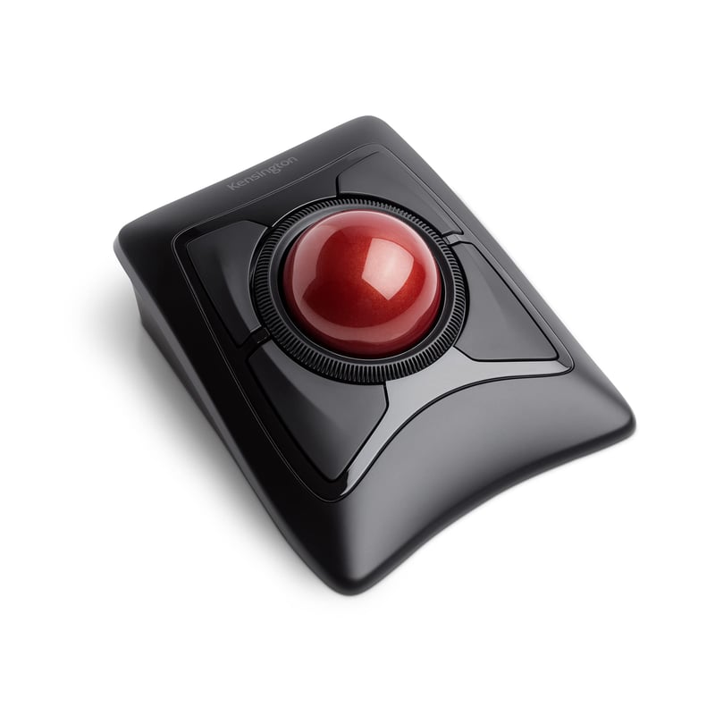 Bezdrôtový ergonomický trackball Kensington Expert Mouse s rolovacím prstencom, kompatibilný s Windows a macOS, rubínovo červený (K72359WW)