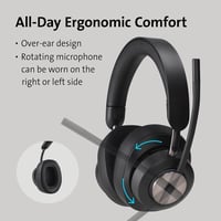 Kensington H3000 Over-Ear Bluetooth headset zajszűrővel, mikrofonnal - fekete 3