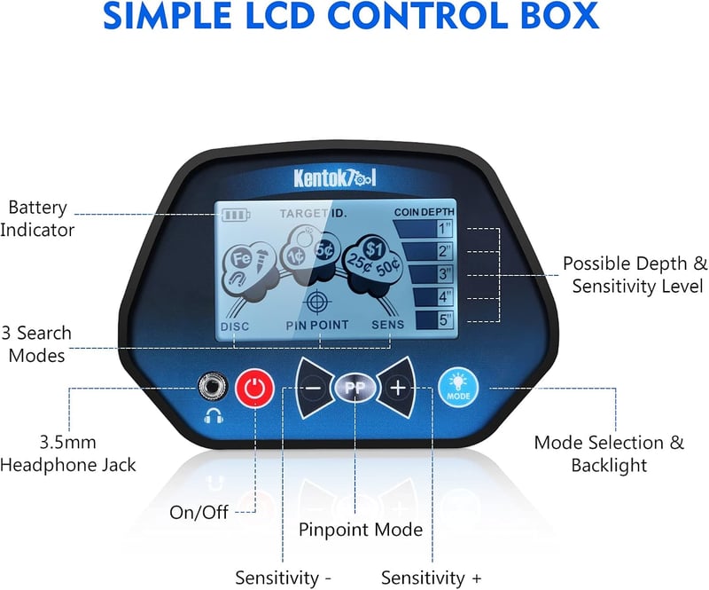 KENTOKTOOL Fémkereső Detektor LCD Kijelzővel, 3 Mód, Felnőtteknek és Gyerekeknek
