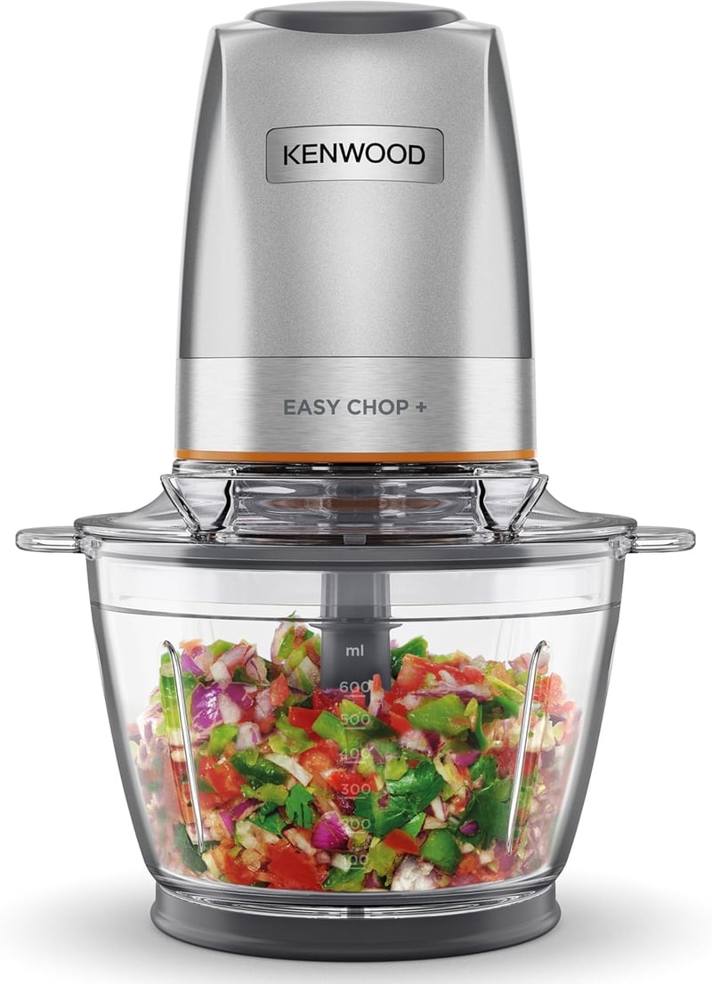 Kenwood EasyChop+ CHP62.400 SI Electric Chopper with Quadruple Blades Made of Stainless Steel, One Touch Operation, Ice Crusher, 0.6 L Working Container, Dishwasher Safe, 500 W, Black