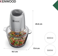 Kenwood EasyChop+ CHP62.400 SI Electric Chopper with Quadruple Blades Made of Stainless Steel, One Touch Operation, Ice Crusher, 0.6 L Working Container, Dishwasher Safe, 500 W, Black 6
