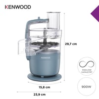 Robot de bucătărie Kenwood MultiPro Compact FDP23.130GY – cuțit din oțel inoxidabil, disc pentru feliere și răzuire, funcție Pulse, albastru 7