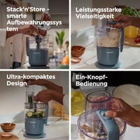 Robot de bucătărie Kenwood MultiPro Compact FDP23.130GY – cuțit din oțel inoxidabil, disc pentru feliere și răzuire, funcție Pulse, albastru 6