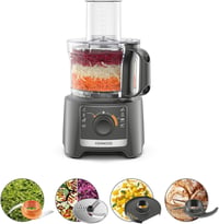 Kenwood Multipro Compact FDP31.020GY Model 2023, Food Processor with 2 Processing Speeds + Pulse, Bowl 2.1 L, Electric Vegetable Cutter for Chopping, Grating and Kneading, 800 W 1